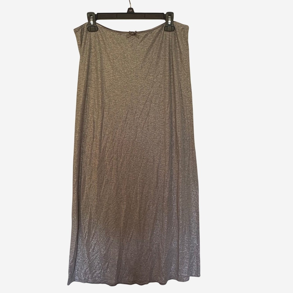 NWT Aerie Gray‎ Shimmer Maxi Skirt Coquette Micro Bow Y2K Soft Girl Grunge Large